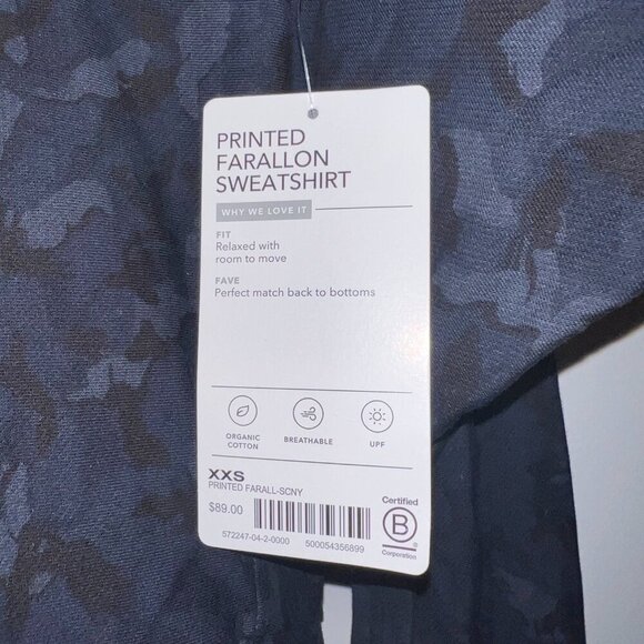 NWT Athleta Printed Farallon Sweatshirt Stratum Camo Navy Size XXS - Picture 6 of 7
